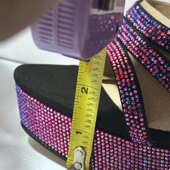 Jessica Simpson Balina Faux Suede Platform Ankle Wrap Dress SandalsBlack 9 size - Picture 3 of 13